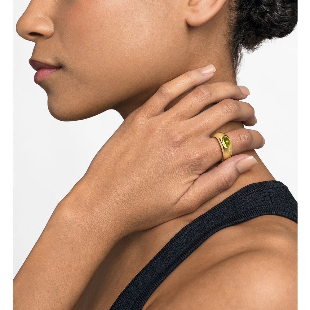 NEW! Michael Kors 14K Gold-Plated Brass Oval Peridot Stone Ring